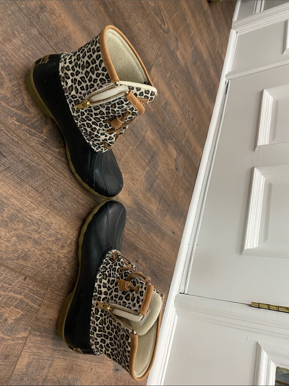Sperry Leopard-Print Duck Boots with Black Rubber Lower - Picture 3 of 6